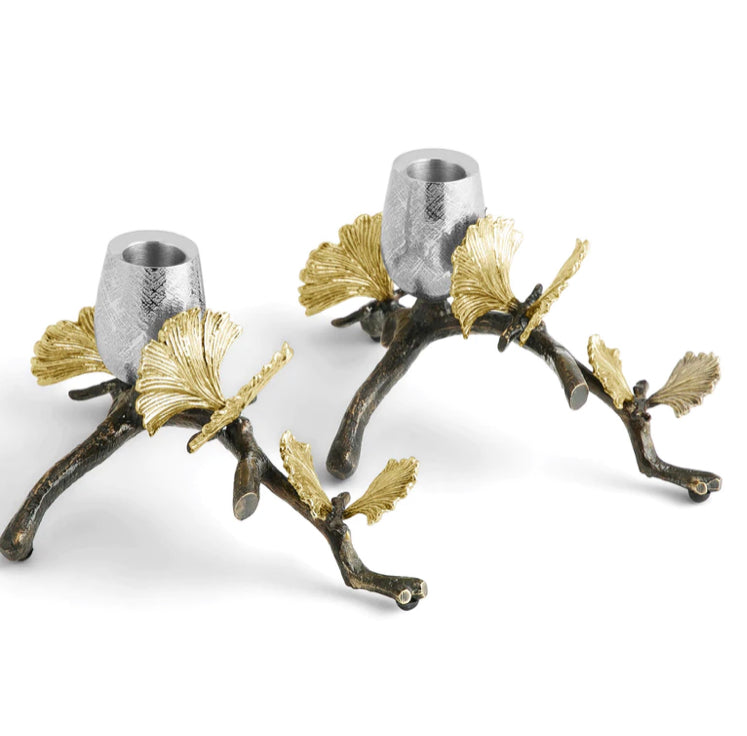 Michael Aram Butterfly Ginkgo Candleholders Set 2